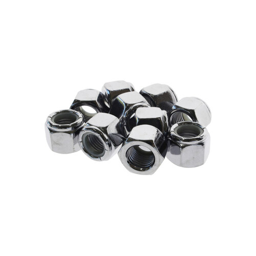 Colony Machine CM-NL-503 3/8-24 UNF Nylon Insert Locknuts Chrome (10 Pack)