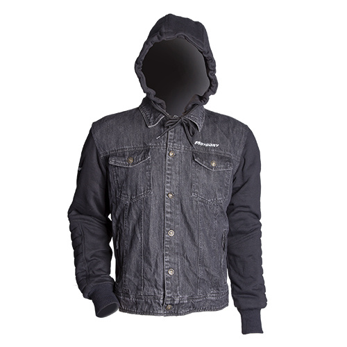 MotoDry Stone Denim Black Hoodie Jacket [Size:SM]