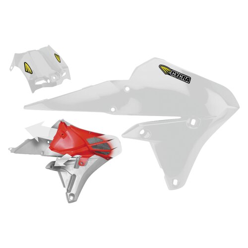 Cycra Powerflow Radiator Shrouds w/Extended Intake & Debris Screen White for Yamaha YZ250F 14-18/YZ450F 14-19/WR250F 15-20/WR450F 15-17