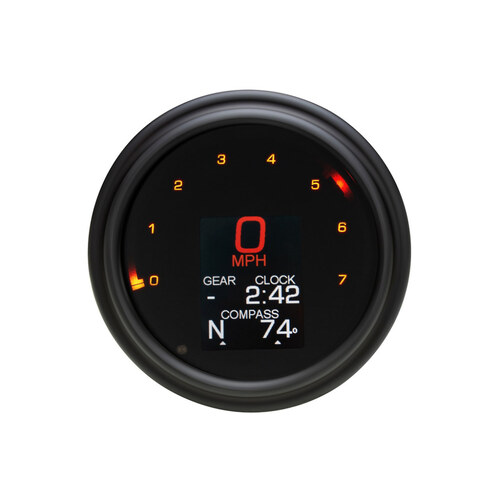 Dakota Digital DAK-MLX-2000-K 4.5" Tank Mount KPH Speedometer w/Tachometer Black for Big Twin 99-03