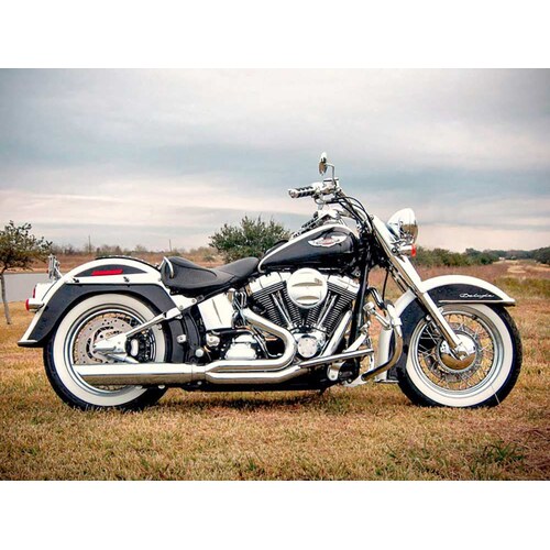 D&D Exhaust DD579Z-32FBQ Fat Cat 2-1 Exhaust System w/Straight Muffler Chrome for Softail 86-17