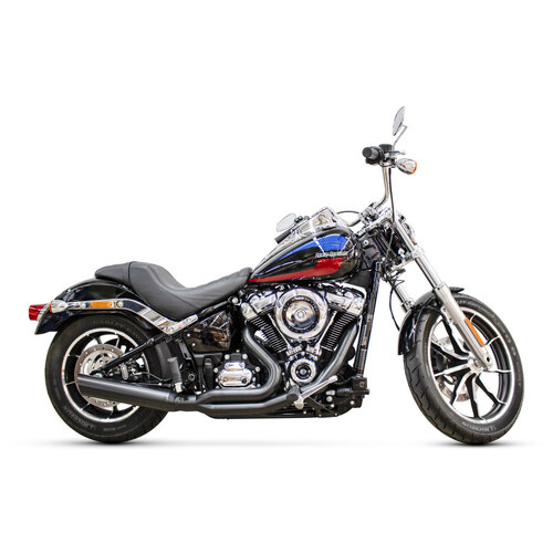 D&D Exhaust DD635Z-31F Low Cat 2-1 Exhaust Black for Softail 18-Up Non-240 Tyre Models