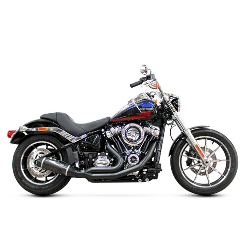 D&D Exhaust DD636Z-31C Bob Cat 2-1 Exhaust Black w/Carbon Fibre Sleeve Muffler for Softail 18-Up Non-240 Tyre Models