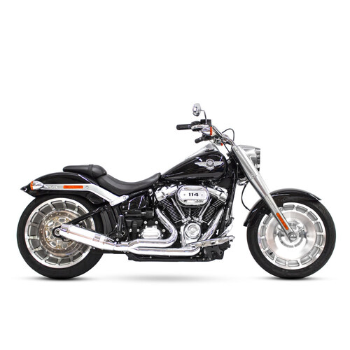 D&D Exhaust DD640Z-32A Bob Cat 2-1 Exhaust Chrome w/Aluminium Sleeve Muffler for Breakout/Fat Boy 18-Up/FXDR 19-Up