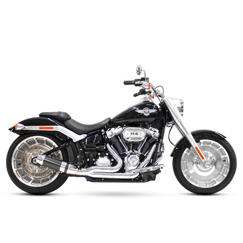 D&D Exhaust DD640Z-32C Bob Cat 2-1 Exhaust Chrome w/Carbon Fibre Sleeve Muffler for Breakout/Fat Boy 18-Up/FXDR 19-Up