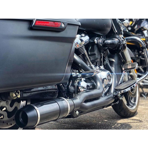 D&D Exhaust DD648Z-31B Bob Cat 2-1 Exhaust Black w/Black Satin Sleeve Muffler for Touring 17-Up