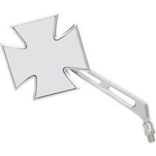 Emgo E2034864A Left Hand Maltese Cross Mirror Chrome w/Split Stem w/Metric 10mm