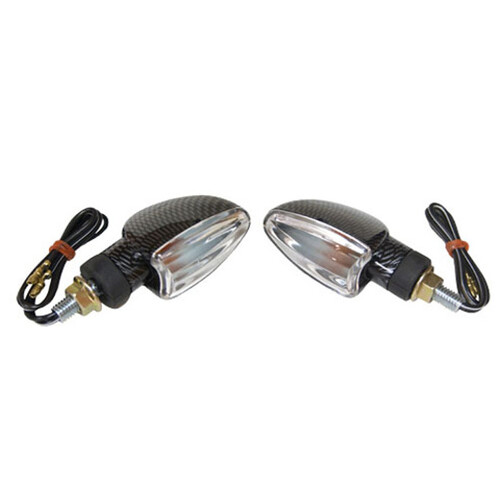 Emgo E6183733 Roadhawk II Side-Mount Deco Lights Carbon w/Clear Lens