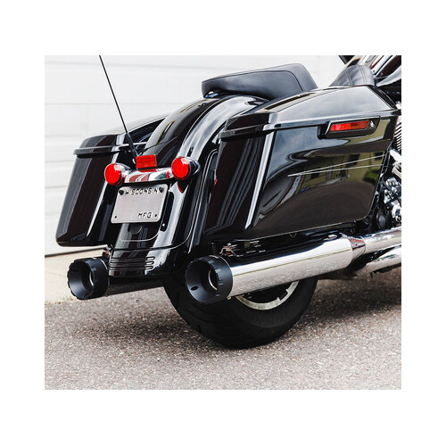 Firebrand FB-10-1057 Monarch 4.5" Slip-On Mufflers Chrome w/Black End Caps for Touring 95-16