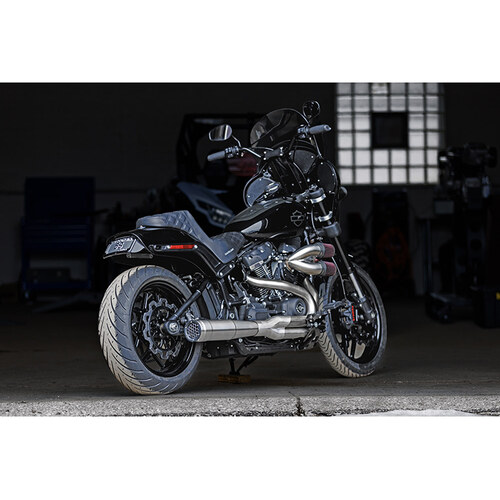 Firebrand FB-10-1065 Grand Prix 2-1 Exhaust Stainless Steel w/Black End Cap for Softail 18-Up Models Non-240 Rear Tyre