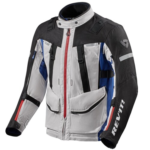 REV'IT! Sand 4 H2O Silver/Blue Textile Jacket [Size:SM]