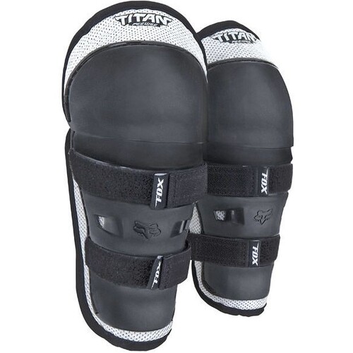 Fox 2023 Peewee Titan Black/Silver Knee/Shin Guards