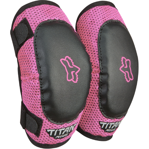 Fox 2023 Titan Black/Pink Peewee Elbow Guards [Size:SM/MD]