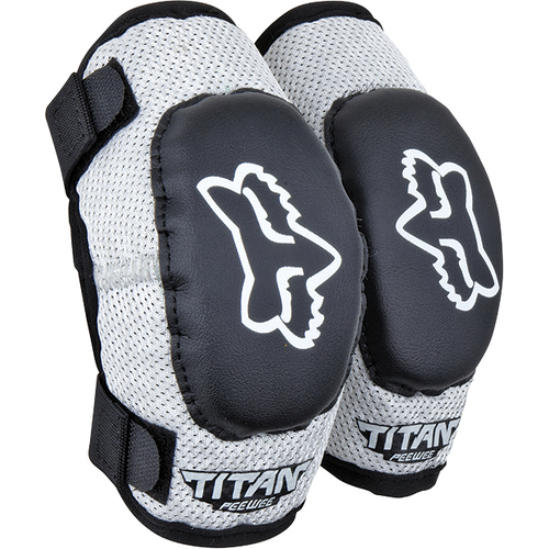 Fox 2023 Titan Black/Silver Peewee Elbow Guards [Size:SM/MD]