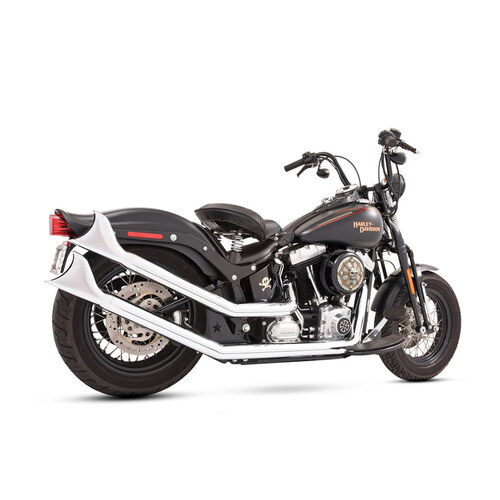 Freedom Performance FPE-HD00264 Upswept Exhaust Chrome w/Chrome Sharktail Ends Caps for Softail 86-17