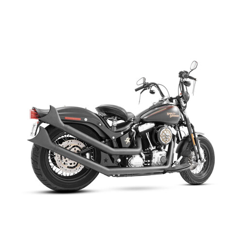 Freedom Performance FPE-HD00265 Upswept Exhaust Black w/Black Sharktail Ends Caps for Softail 86-17