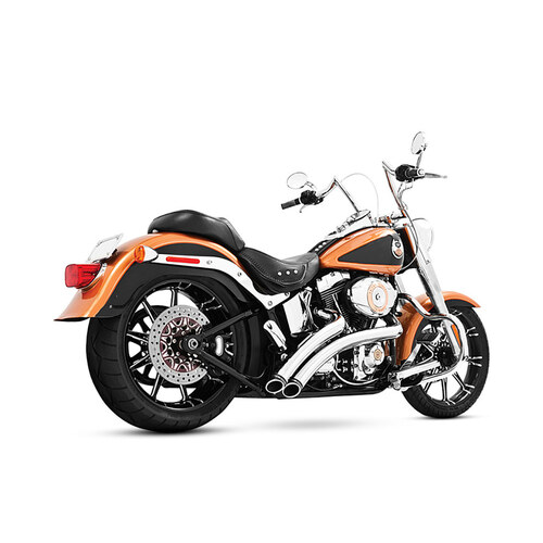 Freedom Performance FPE-HD00396 Radical Radius Exhaust Chrome w/Chrome End Caps for Softail 86-17