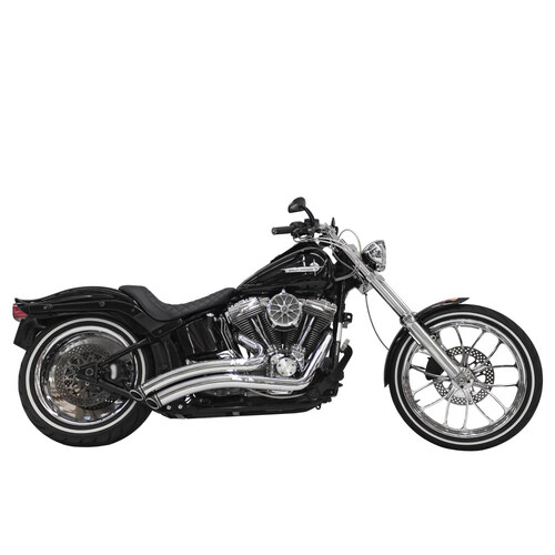 Freedom Performance FPE-HD00425 Sharp Curve Radius Exhaust Chrome w/Black End Caps for Softail 86-17