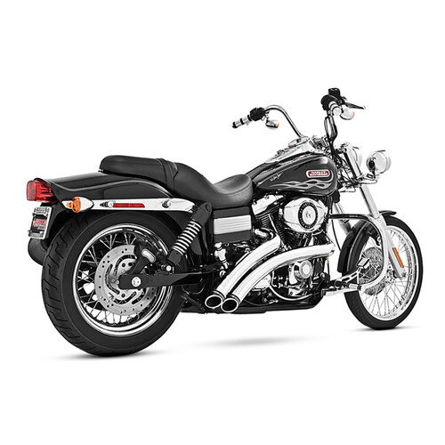 Freedom Performance FPE-HD00438 Radical Radius Exhaust Chrome w/Black End Caps for Dyna 06-17/Dyna Switchback 12-16