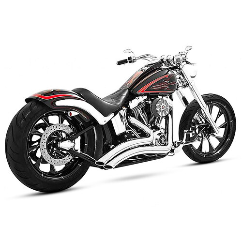 Freedom Performance FPE-HD00440 Sharp Curve Radius Exhaust Chrome w/Chrome End Caps for Softail Breakout 13-17/Rocker 08-11