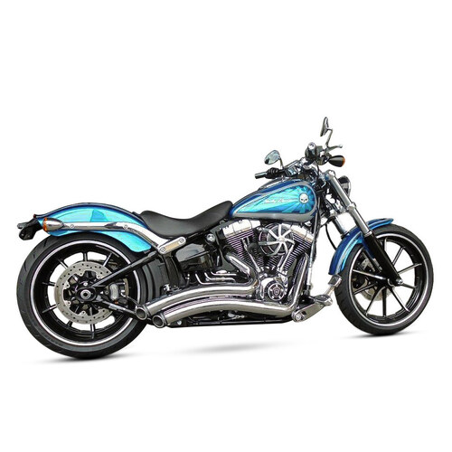 Freedom Performance FPE-HD00441 Sharp Curve Radius Exhaust Chrome w/Black End Caps for Softail Breakout 13-17/Rocker 08-11