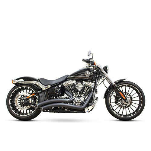 Freedom Performance FPE-HD00442 Sharp Curve Radius Exhaust Black w/Black End Caps for Softail Breakout 13-17/Rocker 08-11