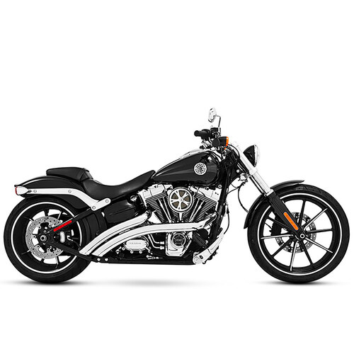 Freedom Performance FPE-HD00474 Radical Radius Exhaust Chrome w/Chrome End Caps for Softail Breakout 13-17/Rocker 08-11