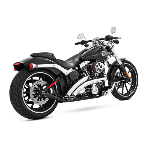 Freedom Performance FPE-HD00475 Radical Radius Exhaust Chrome w/Black End Caps for Softail Breakout 13-17/Rocker 08-11