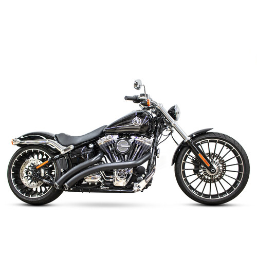 Freedom Performance FPE-HD00476 Radical Radius Exhaust Black w/Black End Caps for Softail Breakout 13-17/Rocker 08-11