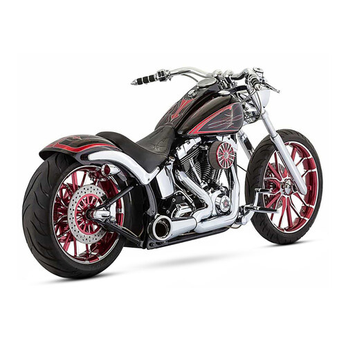 Freedom Performance FPE-HD00525 Turnout 2-1 Exhaust Chrome w/Black End Caps for Softail 86-17