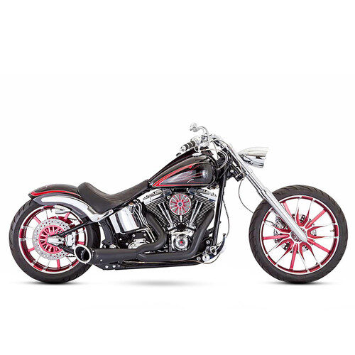 Freedom Performance FPE-HD00573 Turnout 2-1 Exhaust Black w/Black End Caps for Softail Breakout 13-17/Rocker 08-11