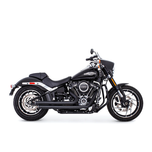 Freedom Performance FPE-HD00748 Independence Staggered Exhaust Black w/Black End Caps for Softail 18-Up