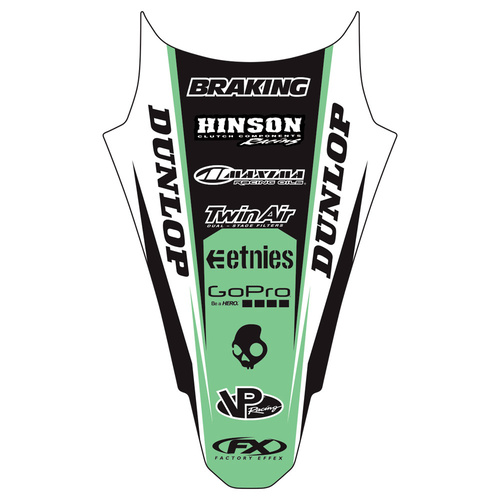 Factory Effex Rear Fender Green/White Decals/Black for Kawasaki KX250F/450F 06-08