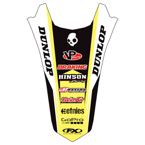 Factory Effex Rear Fender Yellow/White Decals/Black for Suzuki RM-Z250 10-18