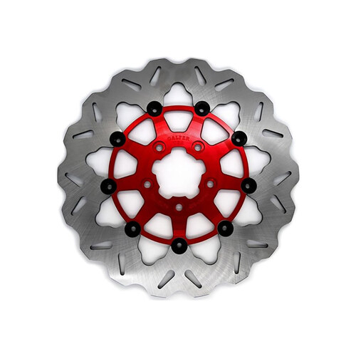 Galfer USA GAL-DF835CW-R 11.8" Front Wave Floating Disc Rotor w/Red Carrier for Dyna 06-17/Softail 15-Up/Sportster 14-21/some Touring 08-23