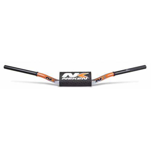 Neken Radical Design Handlebar 85cc High (Conical Design/Length 754mm/Height 139mm/Sweep 72mm) White/Orange w/Black Pad