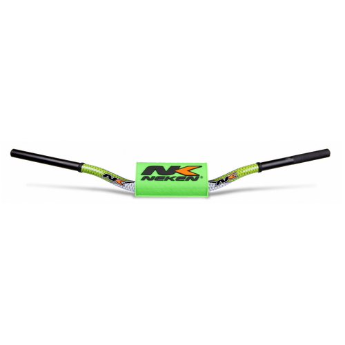 Neken Radical Design Handlebar (Conical Design/Length 820mm/Height 110mm/Sweep 73mm) White/Green w/Fluro Green Pad