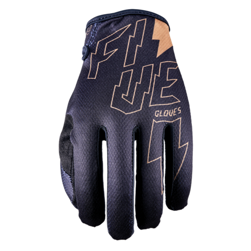 Five MXF4 Thunderbolt Black Gloves [Size:SM]