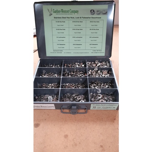 Gardner-Westcott GW12WS Tray Assortment Hex Bolts Stainless Steel Nuts & Lockwashers 1/4 TO 3/8 Sold by the Tray- CC1I (Easy-R)