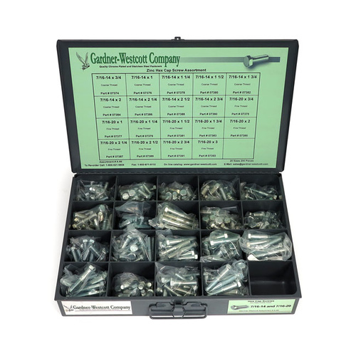 Gardner-Westcott GWA23FS Tray Assortment Hex Bolts Stainless Steel 80PCS/11 Sizes UNF 7/16 & 1/2 - CC1I (Easy-R)