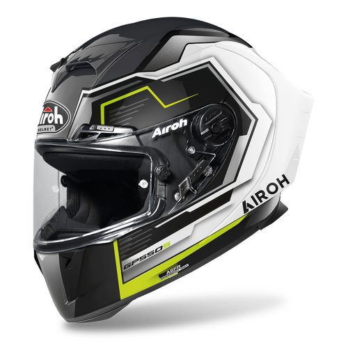 Airoh GP550 S Rush Gloss White/Yellow Helmet [Size:XS]