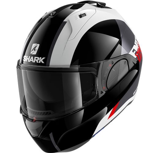 Shark Evo ES Endless White/Black/Red Modular Helmet [Size: SM]