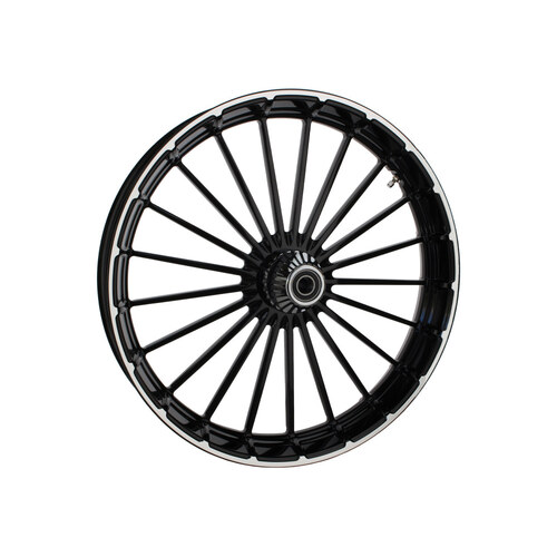 Hawg Halters Inc HHI-2340-RNR-APR-850A-C 23" x 3.75" Ranger/Turbine Replica Wheel Black Anodize/Polished Rim Edge/Chrome Hub Kit for Breakout 13-Up