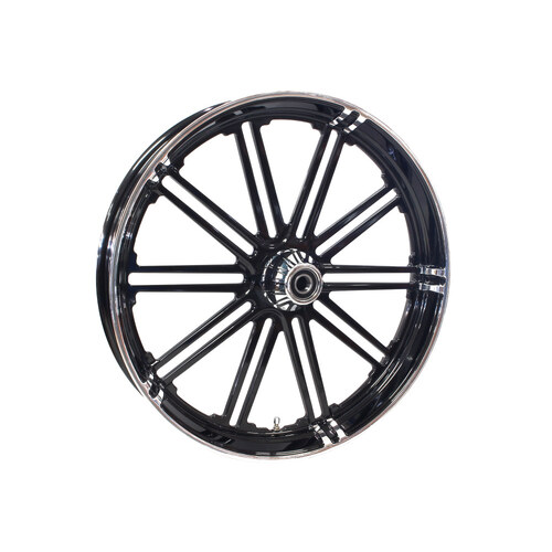 Hawg Halters Inc HHI-2640-BKO-AP-850A-C 26" x 3.75" BKO/Breakout Replica Wheel Black Anodized/Polished Rim Edge/Chrome Hub Kit for Breakout 13-Up