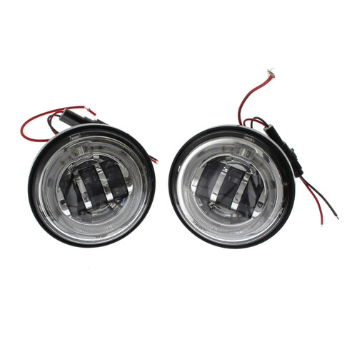 Hoglights HOG-4045AUX-BC 4.5" LED Passing Lamp Inserts Chrome w/Halo