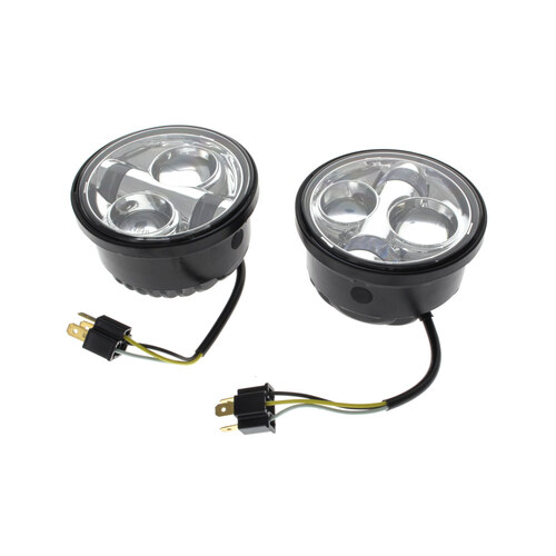 Hoglights HOG-4047FB-CHR 4.5" LED Headlight Inserts Chrome for Dyna Fat Bob 08-17 w/Dual Headlight