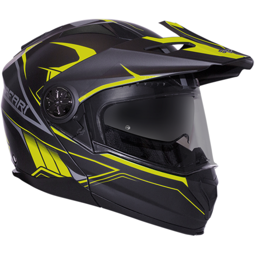 RXT 909P Safari Matte Black/Fluro Yellow Modular-Adventure Helmet [Size:SM]