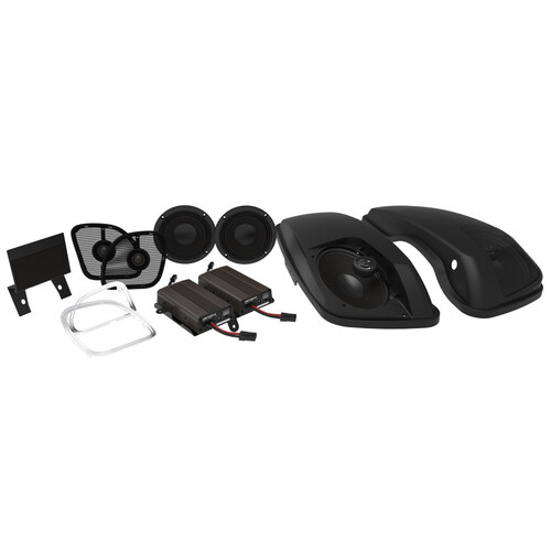 Hogtunes HT-BIG-PIG-RG Wild Boar 600 Watt Amp x 4 Speaker Kit & Saddlebag Lids for Road Glide 15-23 Models