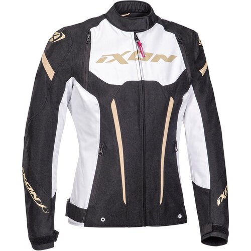 Ixon Striker Lady Black/White/Gold Textile Womens Jacket [Size:LG]