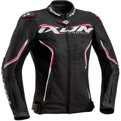 Ixon Trinity Lady Black/White/Fuchsia Womens Leather Jacket [Size:SM]